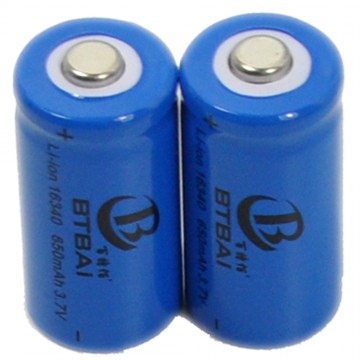 2x 16340 Battery Top Button Li-ion Rechargeable 3.7V US